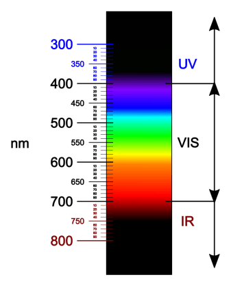UV light, visible light, infrared